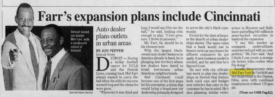 Mel Farr Ford (Northland Ford) - 1999 Article On Ohio Dealers